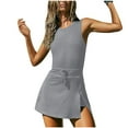 thumbnail image 1 of aidice Womens Jumpsuits Athletic Crewneck Sleeveless Drawstring Side Split Running Skirts Shorts Rompers, 1 of 7