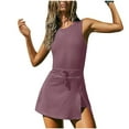 thumbnail image 1 of aidice Womens Jumpsuits Athletic Crewneck Sleeveless Drawstring Side Split Running Skirts Shorts Rompers, 1 of 6