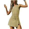 thumbnail image 1 of aidice Womens Jumpsuits Athletic Crewneck Sleeveless Drawstring Side Split Running Skirts Shorts Rompers, 1 of 7