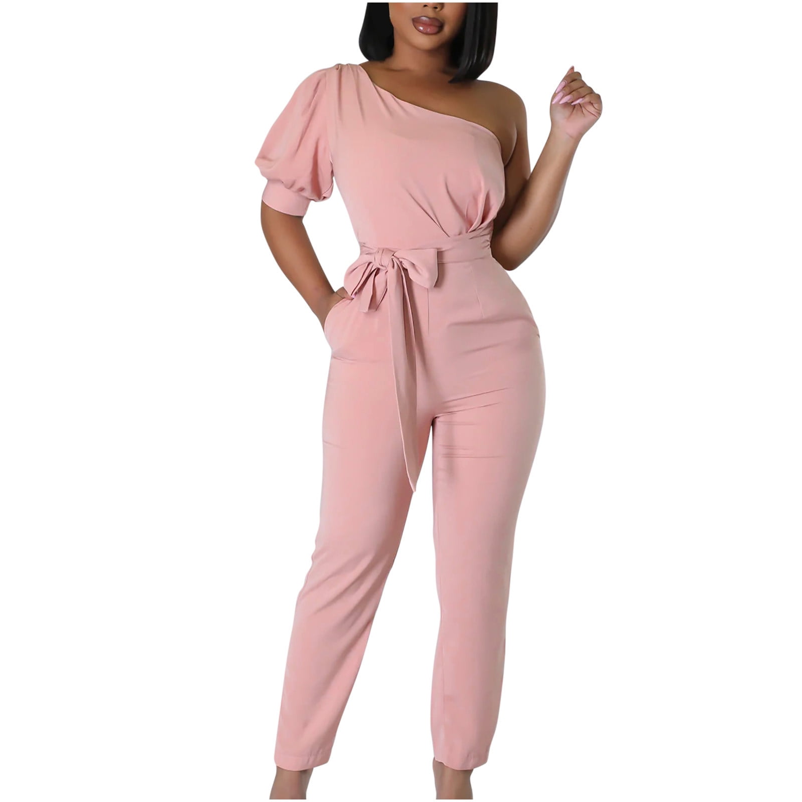 PARTY ベルト付ケープ風オールインワン free size Amazon.com: Jumpsuit for Women Casual One Piece Romper Cold