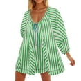 thumbnail image 1 of aidice Womens Jumpsuits Summer Casual Lightweight Long Sleeve Drawstring Striped Loose Shorts Rompers, 1 of 4