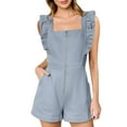 thumbnail image 1 of aidice Womens Jumpsuits Summer Square Neck Sleeveless Ruffle Zipper Fitting Casual Shorts Rompers, 1 of 6