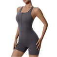 thumbnail image 1 of aidice Womens Rompers Workout Square Neck Sleeveless Zipper Racerback Yoga Athletic Shorts Rompers, 1 of 9