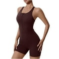 thumbnail image 1 of aidice Womens Rompers Workout Square Neck Sleeveless Zipper Racerback Yoga Athletic Shorts Rompers, 1 of 9