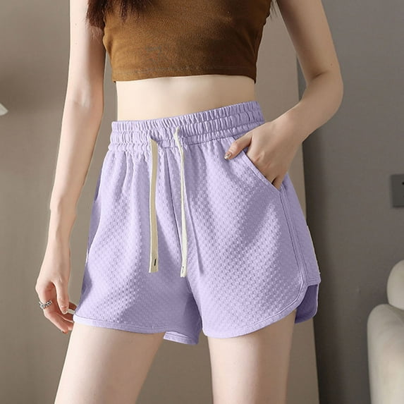aidice Womens Shorts Drawstring Elastic Waisted Shorts for Women Solid Color Shorts for Women Fashion Shorts
