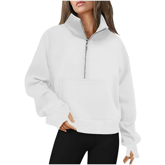 aidice Womens Sweatshirts Half Zip High Neck Raglan Sleeve Oversize Pullover Tops with Kangaroo Pocket