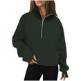 thumbnail image 1 of aidice Womens Sweatshirts Half Zip High Neck Raglan Sleeve Oversize Pullover Tops with Kangaroo Pocket, 1 of 5