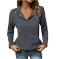 thumbnail image 1 of aidice Womens Sweatshirts Lapel Neck Button Long Sleeve Texture Fall Pullover Tops with Kangaroo Pockets, 1 of 5
