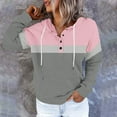 thumbnail image 1 of aidice Womens Sweatshirts Long Sleeve Hoodies Button Drawstring Pullover Tops Color Block Shirts with Pockets, 1 of 6