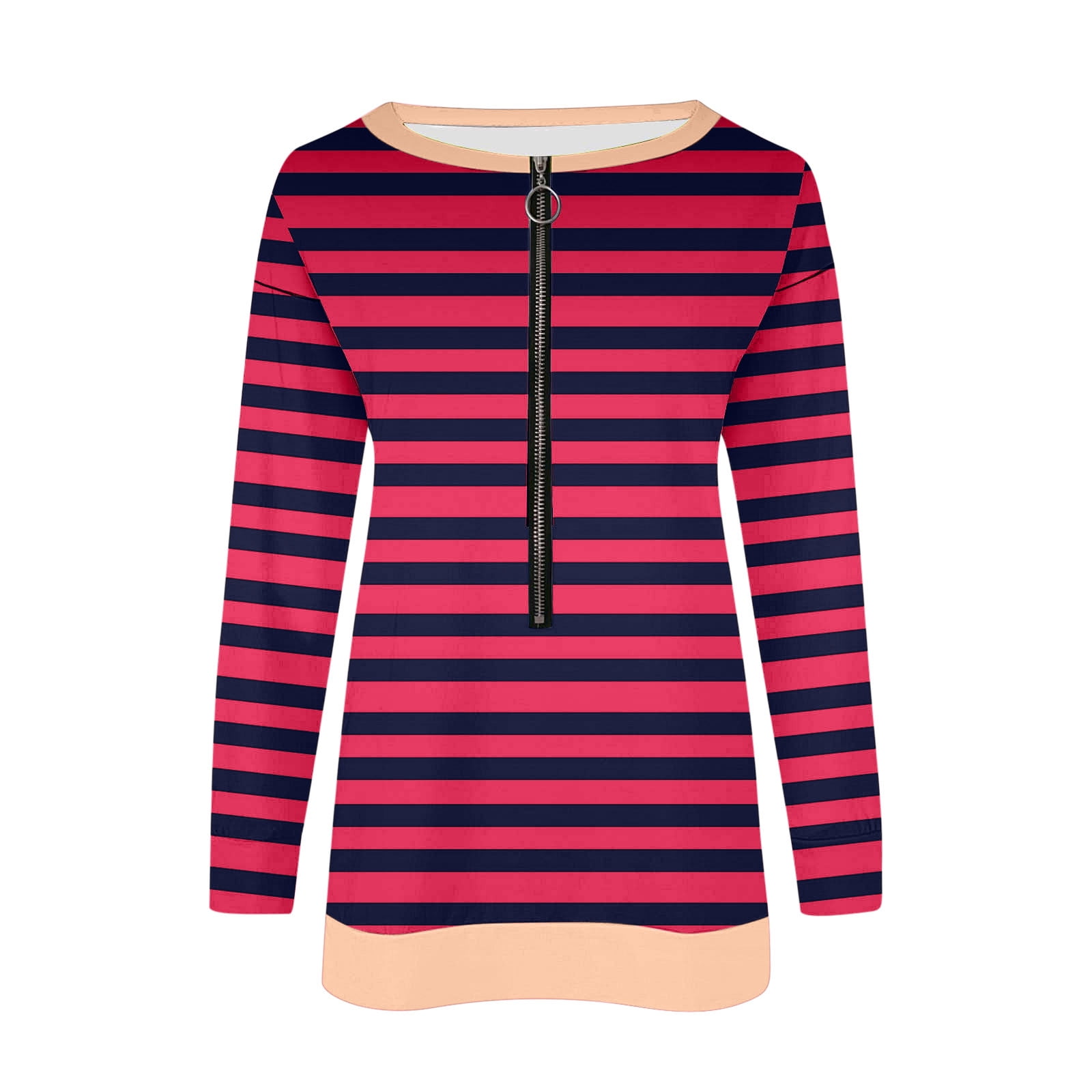 Women's Casual Round Neck Long Sleeve Pullover Tops