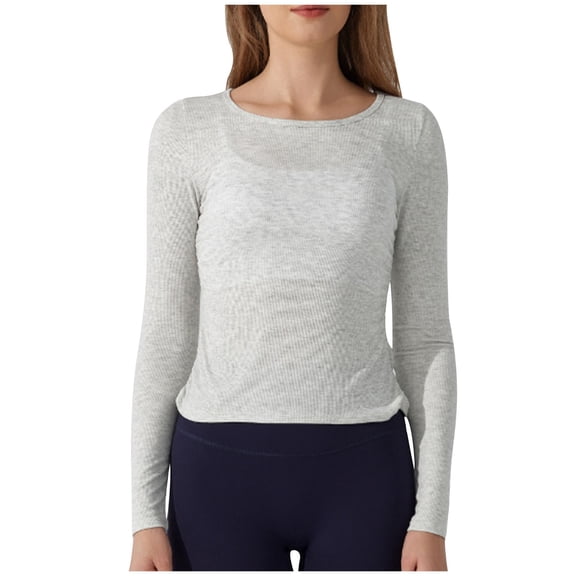 aidice Womens Tops Casual Round Neck Long Sleeve Underwear Shirts Comfy Soft Slim Fitting Pajamas Tops