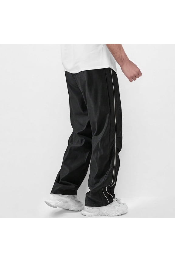 Workout Pants for Men Pleated Elastic Waist Drawstring Straight Leg Trousers Casual Loose Outdoor Athletic Pants