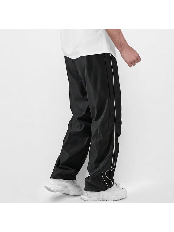 Workout Pants for Men Pleated Elastic Waist Drawstring Straight Leg Trousers Casual Loose Outdoor Athletic Pants