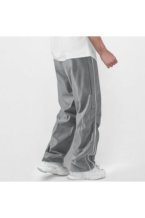 Workout Pants for Men Pleated Elastic Waist Drawstring Straight Leg Trousers Casual Loose Outdoor Athletic Pants