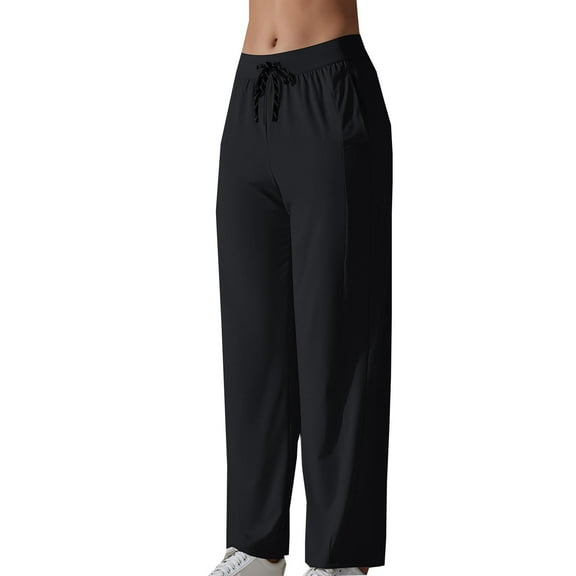aidice Workout Pants for Women Summer Loose Thin Drawstring Straight Leg Athletic Pants with Pockets