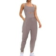 thumbnail image 1 of aidice Workout Romper for Women Square Neck Sleeveless Keyhole Fitting Ruched Athletic Pants Jumpsuits, 1 of 8