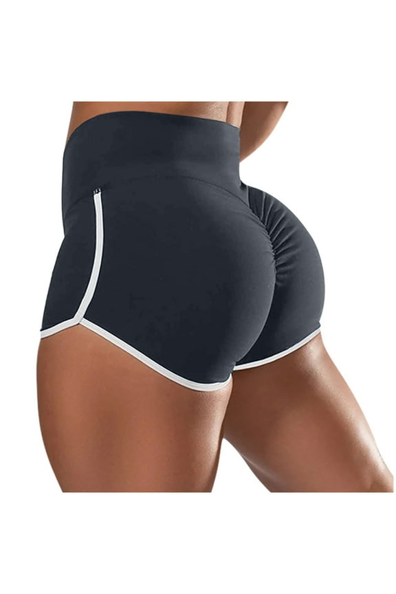 Workout Shorts for Women Athletic High Waisted Slim Fitting Ruched Hot Pants Yoga Mini Shorts