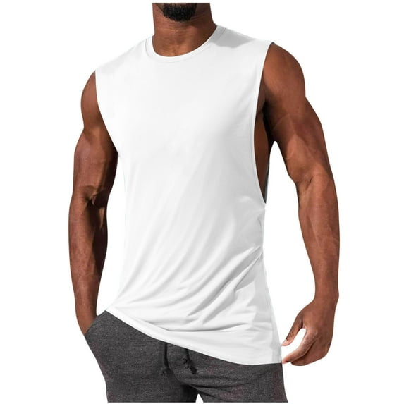 aidice Workout Tank Tops for Men Crew Neck Comfy Sports Gym Sleeveless Bodybuilding Training Shirts