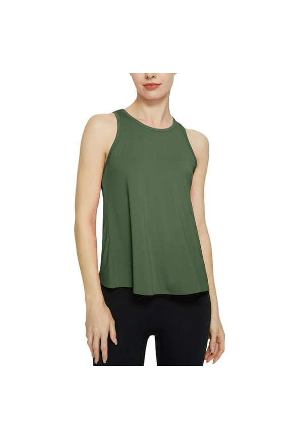 Workout Tops for Women Athletic Round Neck Sleeveless Loose Running Tees Comfy Activewear Summer Tops