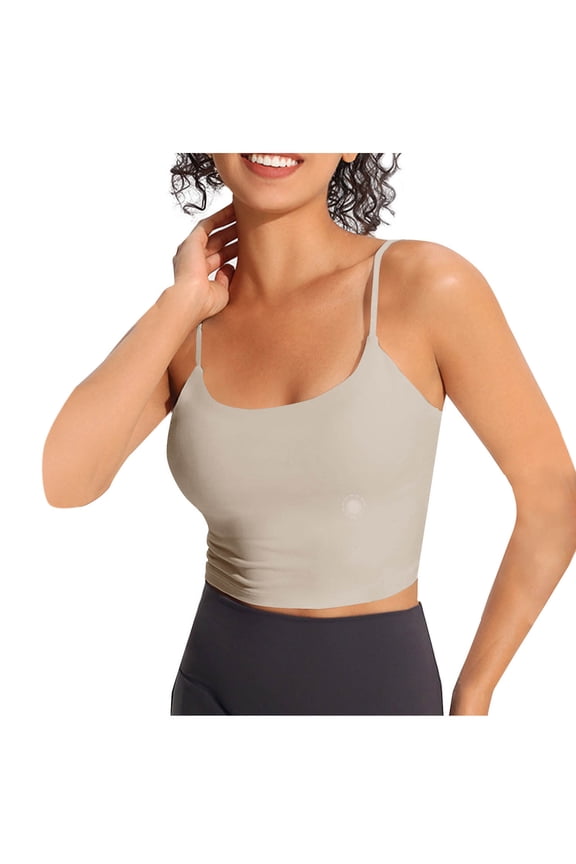 Workout Tops for Women Camis Built in Bra Scoop Neck Breathable Stretch Skinny Athletic Cropped Tops