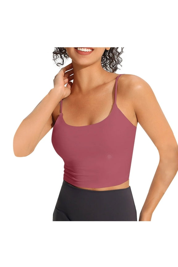 Workout Tops for Women Camis Built in Bra Scoop Neck Breathable Stretch Skinny Athletic Cropped Tops