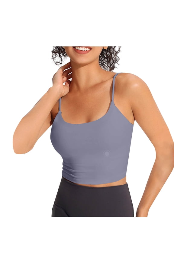 Workout Tops for Women Camis Built in Bra Scoop Neck Breathable Stretch Skinny Athletic Cropped Tops