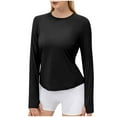 thumbnail image 1 of aidice Workout Tops for Women Running Crewneck Long Sleeve Fitting Shirts Breathable Athletic Gym Tops, 1 of 5