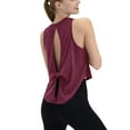 thumbnail image 1 of aidice Workout Tops for Women Yoga Crewneck Sleeveless Loose Backless Knot High Low Hem Athletic Tops, 1 of 8