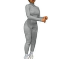 thumbnail image 1 of aidice Yoga Bodysuits for Women Ribbed High Neck Long Sleeve Skinny Athletic Workout Leggings Jumpsuits, 1 of 5