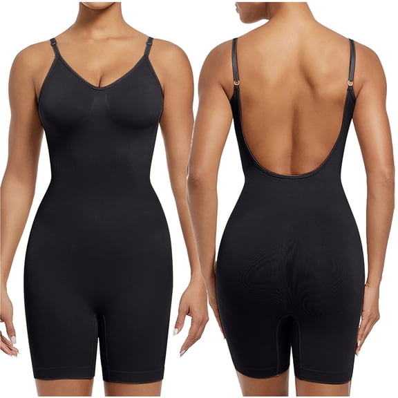 aidice Yoga Bodysuits for Women Summer V Neck Adjustable Strap Backless Tight Stretch Workout Jumpsuits