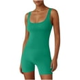 thumbnail image 1 of aidice Yoga Jumpsuits for Women Summer Square Neck Sleeveless Slim Fitting Running Shorts Bodysuits, 1 of 5