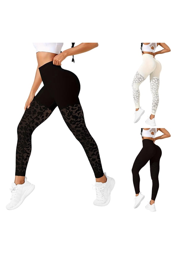 Yoga Leggings for Women Lace Patchwork High Waisted Slim Fitted Workout Gym Bottoms Legging