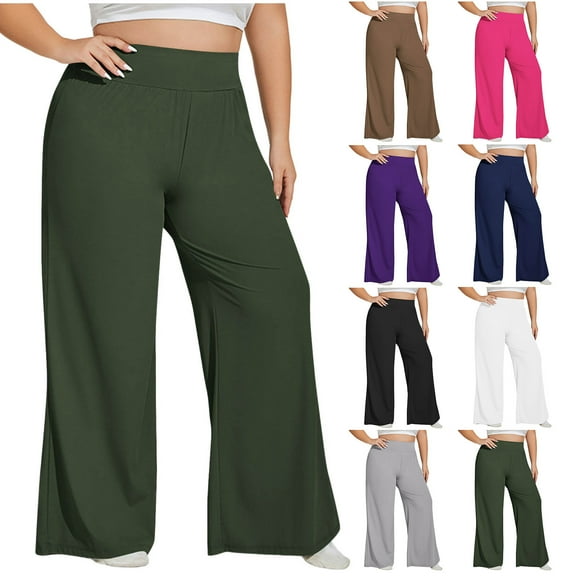 aidice Yoga Pants for Women Straight Wide Leg High Waisted Stretch Comfy Casual Loose Loungewear Jogging Trousers