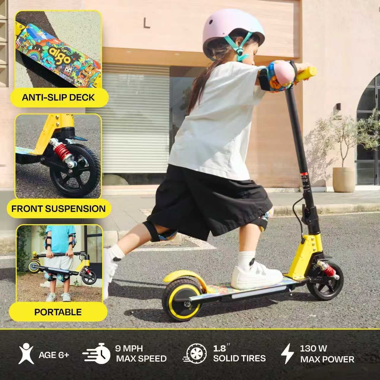 Aigo HappyRoll Kids Electric Scooter E3，Dual, Solid tires，toddler electric scooter，easy roller scooter