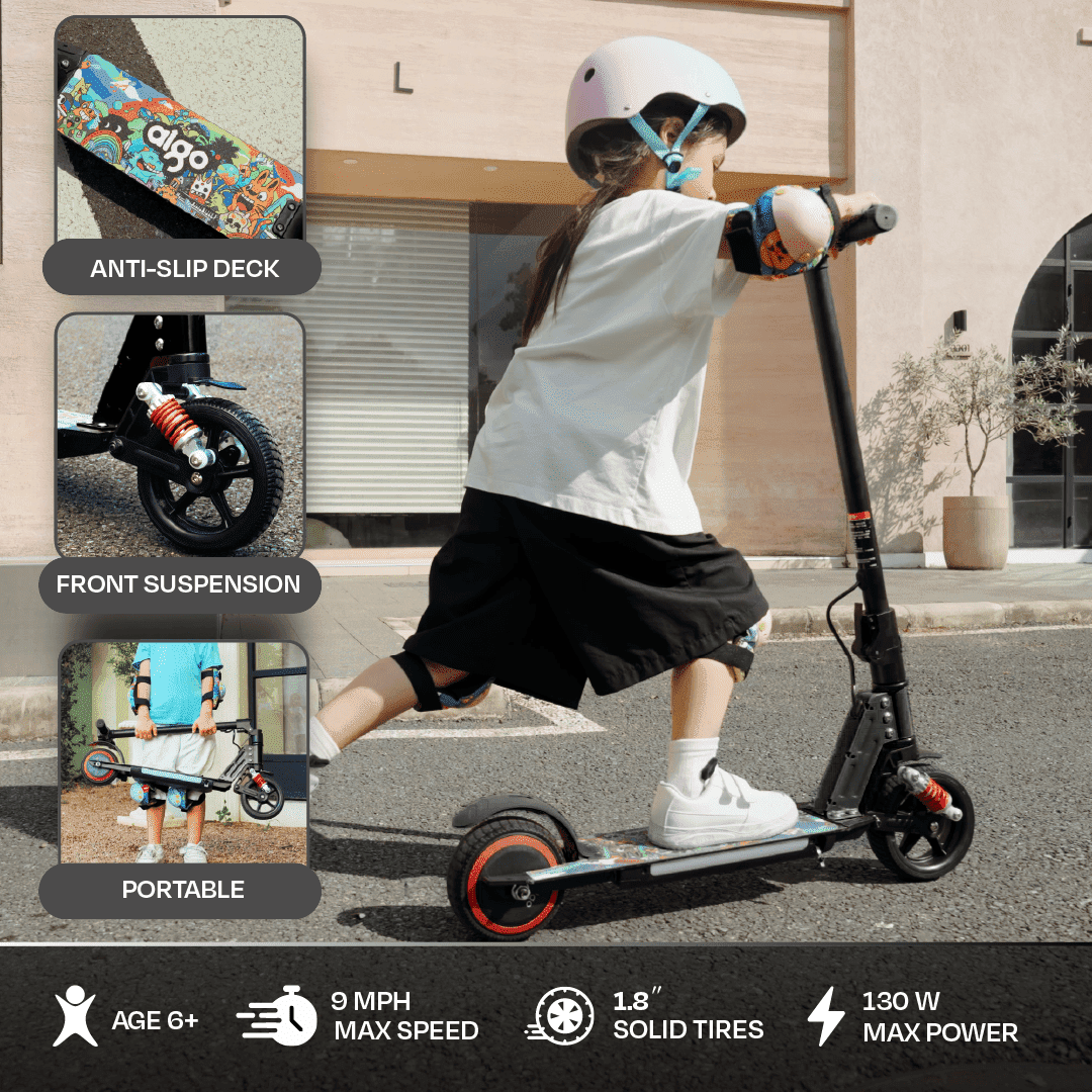 Aigo HappyRoll Kids Electric Scooter E3，Dual, Solid tires，toddler electric scooter，easy roller scooter
