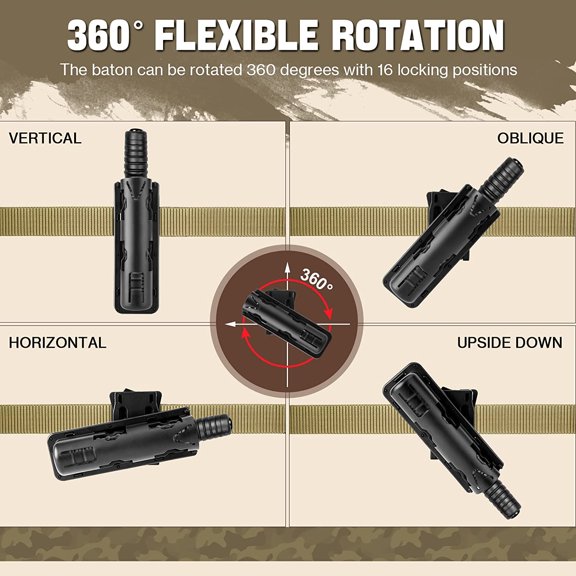 aikeec Baton Holder 360 Degree Rotating Telescopic Baton Pouch, Expandable Baton Holsters,Baton Holder for Duty Belt Tactical Swivelling Flashlight Holsters ABS Case$$Other