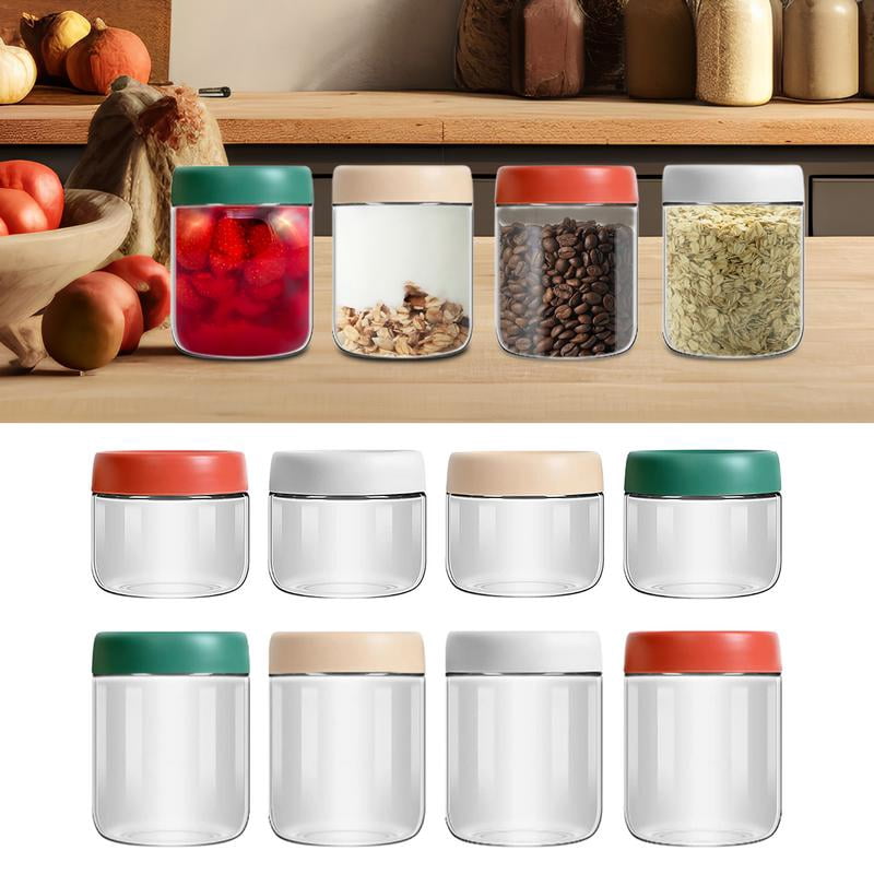 air tight glass storage jars 4pcs Sealed Food Jar with Lids Stackable ...