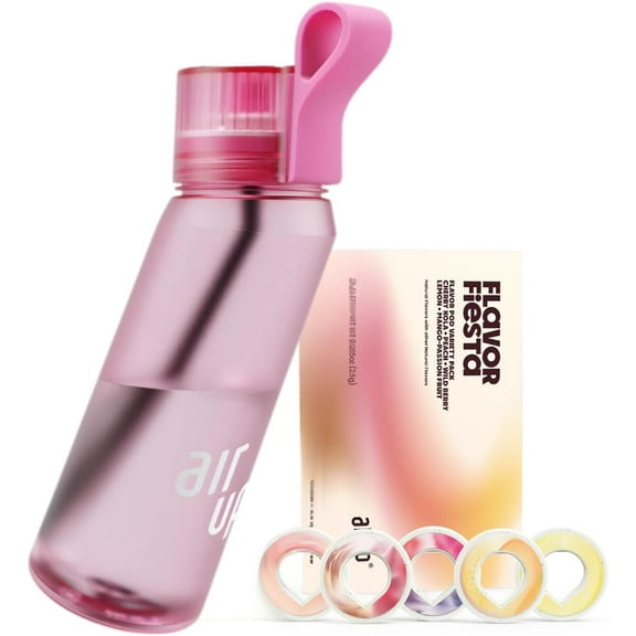 air up water bottle (22 oz) for school, sports, gym | includes 5 scent pods & straw | flavored bottle in hot pink – also for kids, boys, girls | no calories, sugar-free and suitable for carbonation