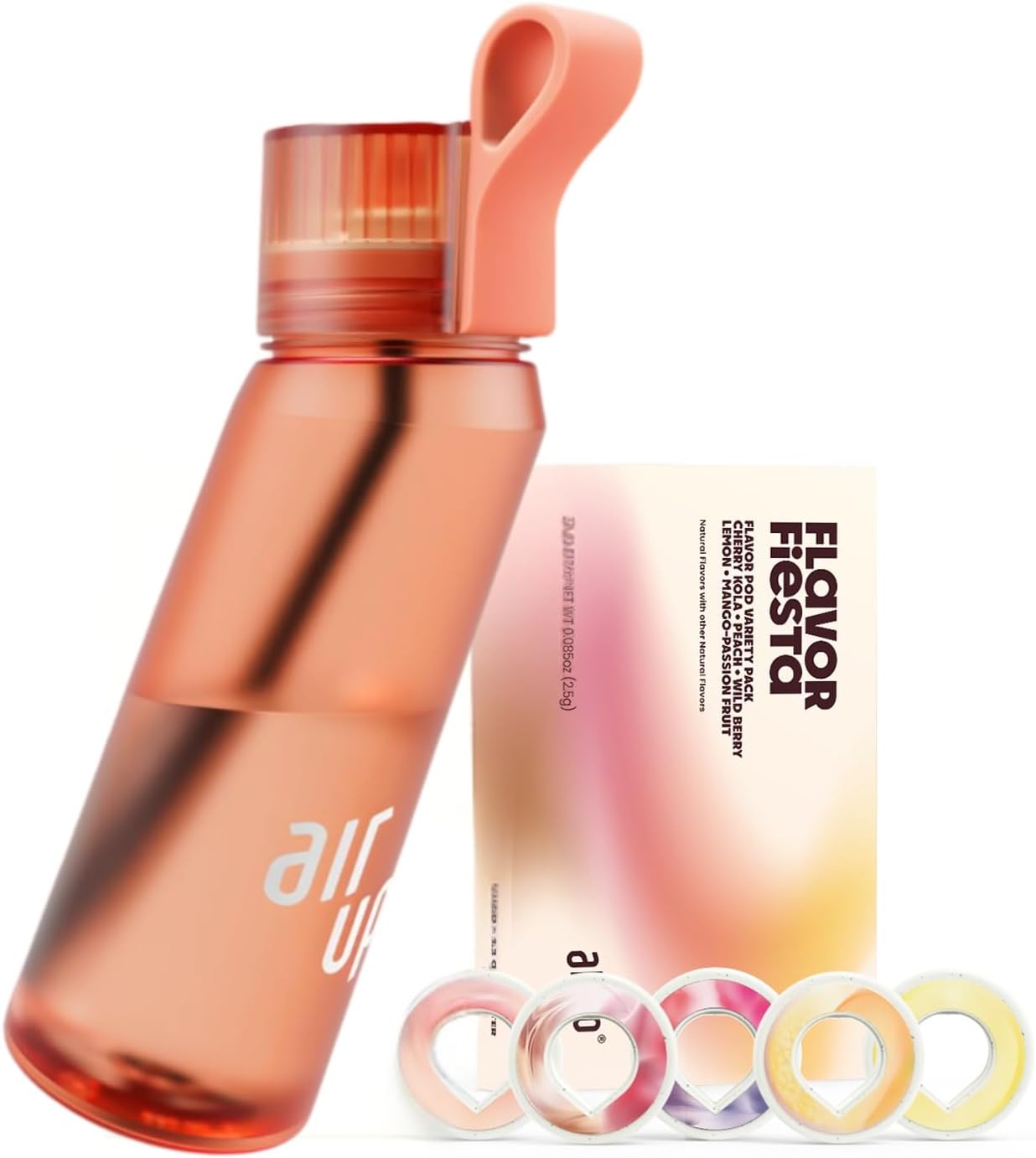 air up water bottle (22 oz) for school, sports, gym | includes 5 scent pods & straw | flavored bottle in orange – also for kids, boys, girls | no calories, sugar-free and suitable for carbonation