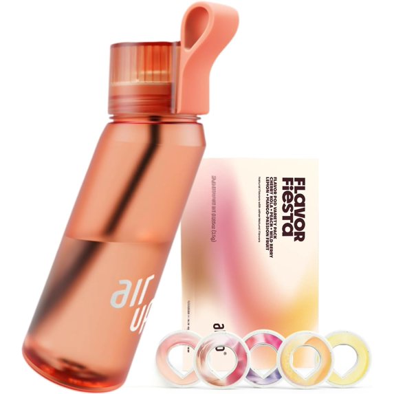 air up water bottle (22 oz) for school, sports, gym | includes 5 scent pods & straw | flavored bottle in orange – also for kids, boys, girls | no calories, sugar-free and suitable for carbonation