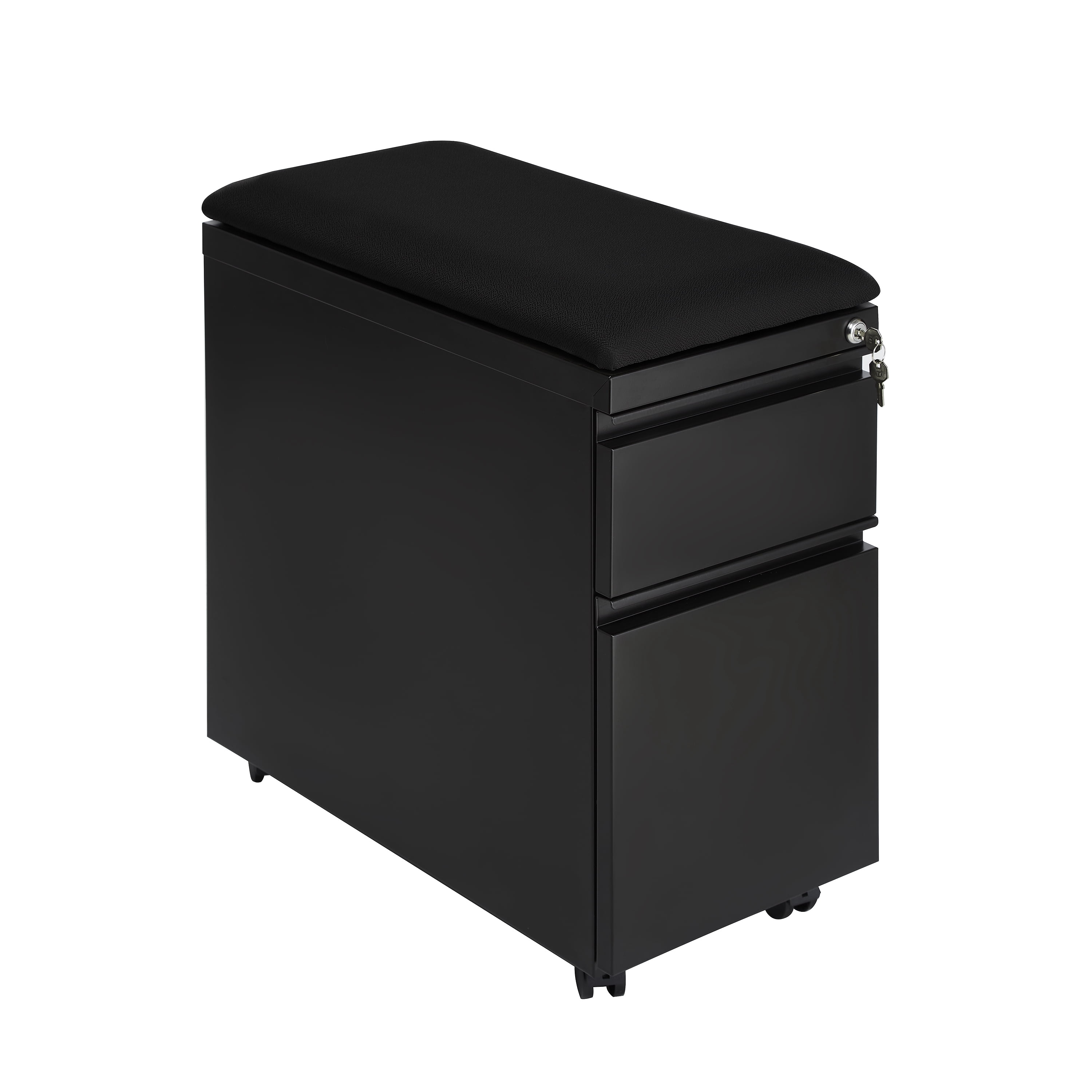 airLIFT 2-Drawer Pedestal File Cabinet with Seat Cushion, Black/Black