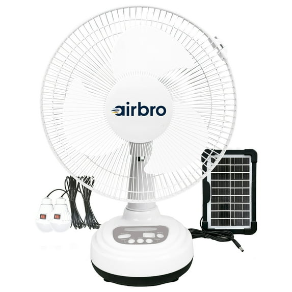airbro FSA-12 12-In. Rechargeable AC/DC Fan with Solar Charging, FSA-12
