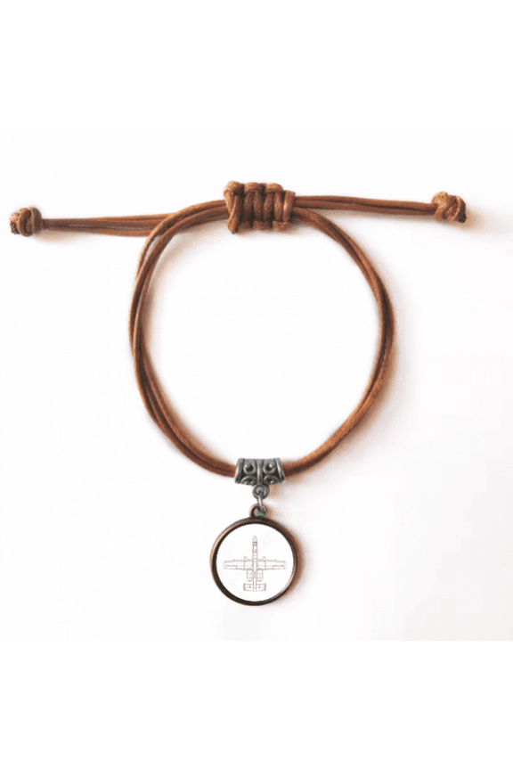 aircraft weapons military bracelet leather hide wristband brown jewelry