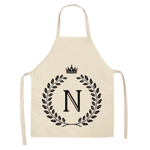 airpow Womens Kitchen Apron Linen Kitchen Apron-Letter Printed Cotton Linen Sleeveless Apron Kitchen