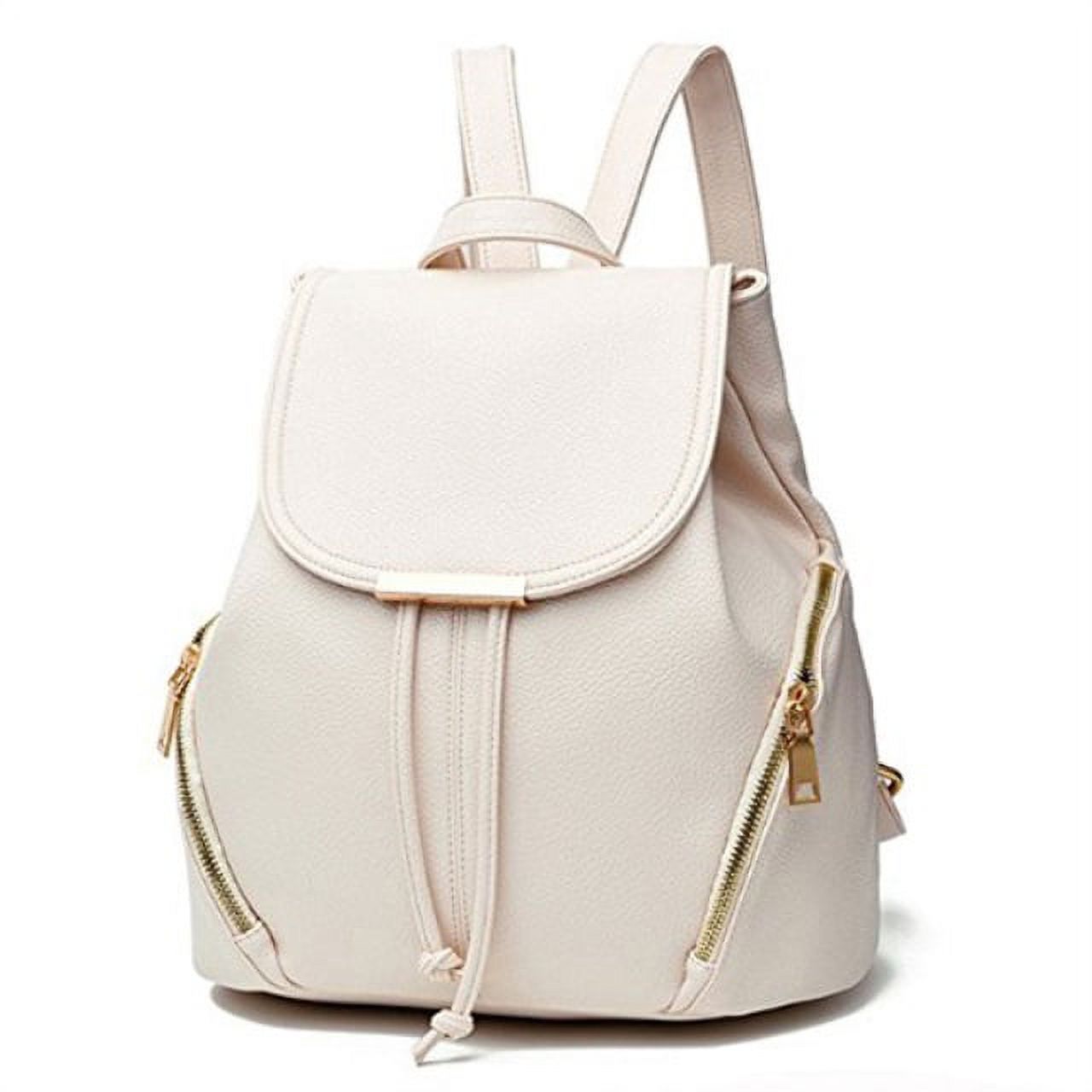 aiseyi Casual Fashion School Leather Backpack Shoulder Bag Mini Backpack for Women Girls Purse White - image 1 of 8