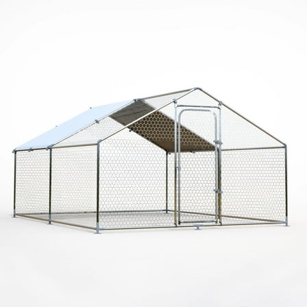 TIME RAY Large Metal Chicken Coop Walk-in Chicken Run Duck House Chicken Pen with Waterproof and Anti-Ultraviolet Cover for Outdoor Yard Farm