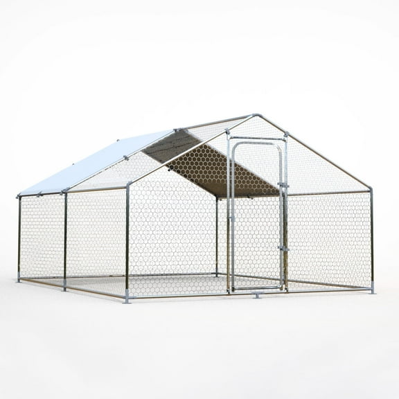 TIME RAY Large Metal Chicken Coop Walk-in Chicken Run Duck House Chicken Pen with Waterproof and Anti-Ultraviolet Cover for Outdoor Yard Farm