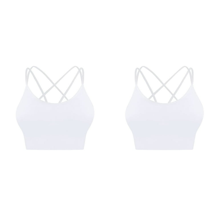 aiyuq.u 2pc womens cross back sport bras padded strappy criss