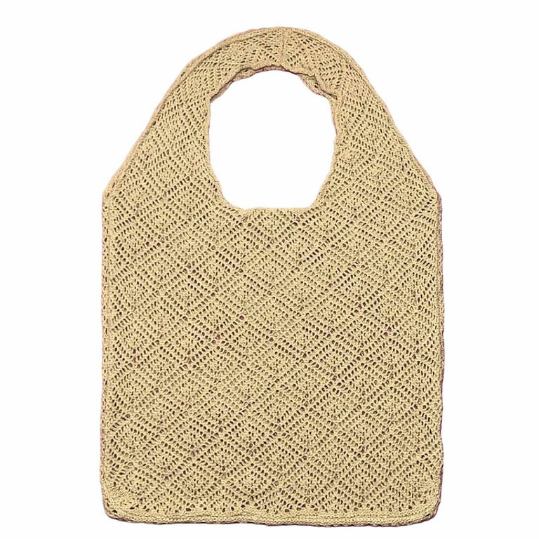 aiyuq.u knitted made knitting bags travel mesh bags straw bags women's  country style knitting bags beach bags