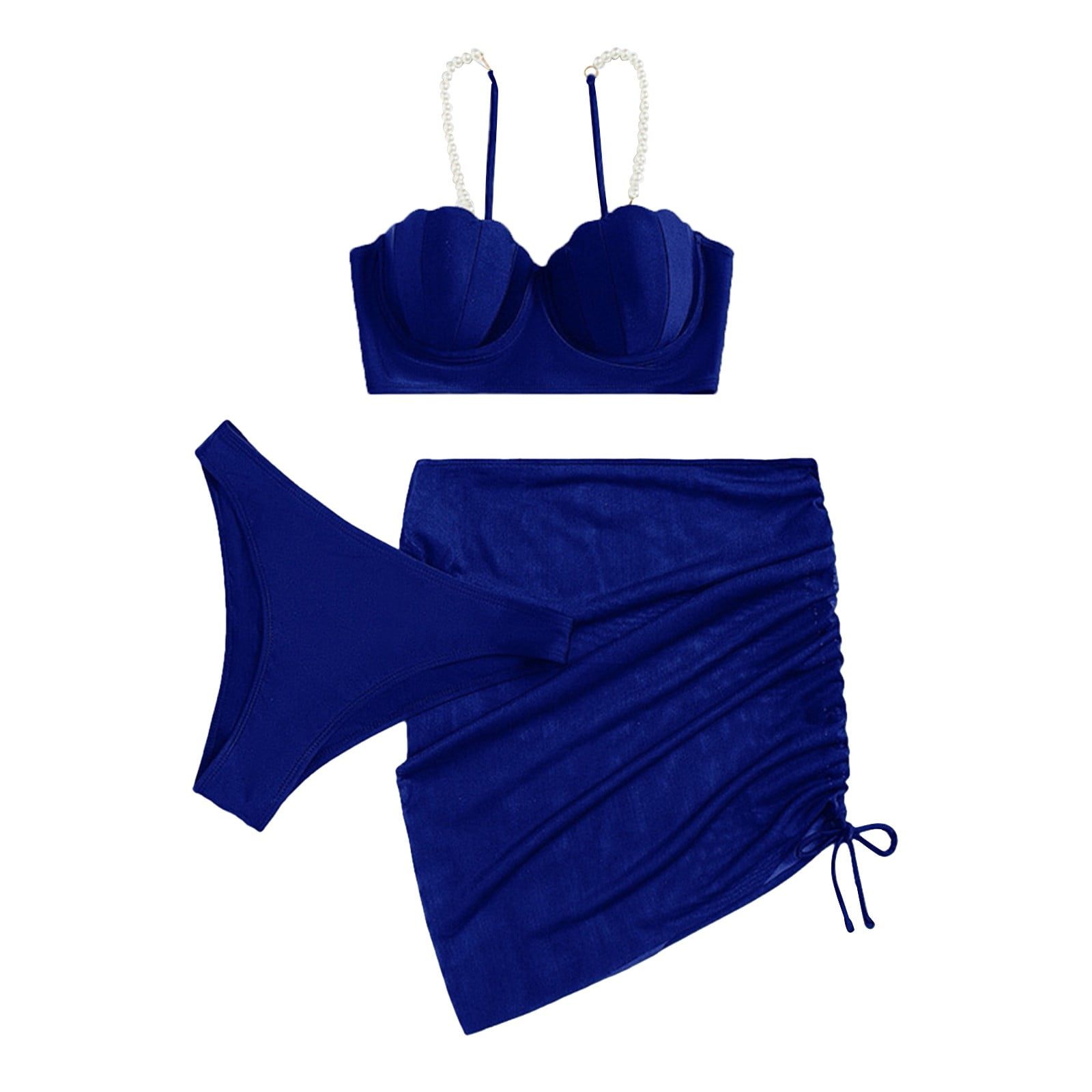 UHUYA Womens 3 Piece Swimsuit Halter Drawstring Side Bikini Set